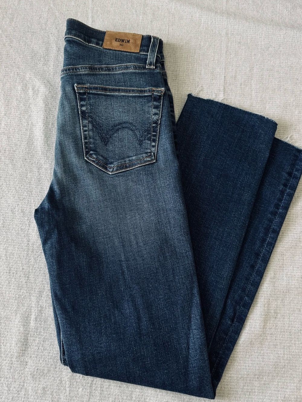 Edwin Raw Edge Hem Cropped High Waist Ankle Denim Jeans 24